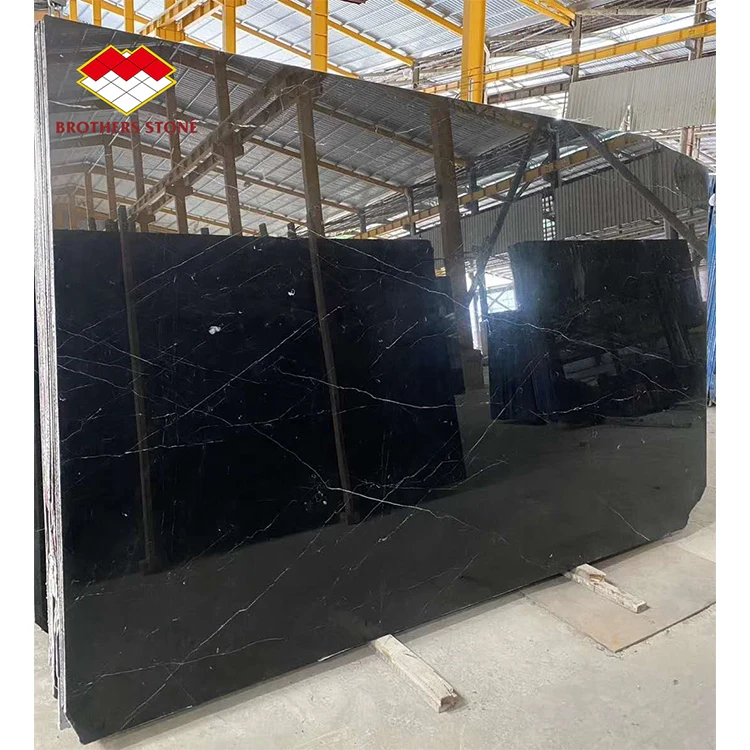 2022 Prefab houses black marble tile Nero Marquina marble Black marble
