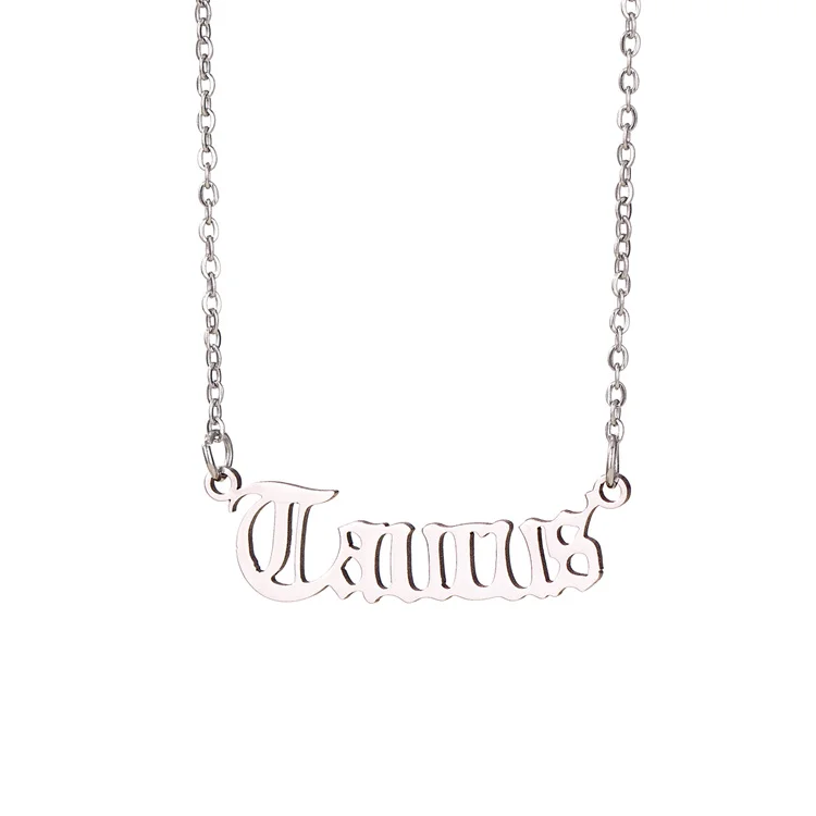 Wholesale New Simple Stainless Steel Personalized Creative Necklace Vintage English Letter Pendant Horoscope Necklace