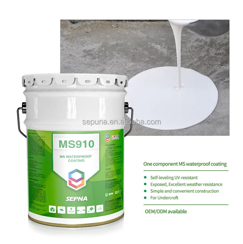 MS910 Uv resistance and high elasticity waterproof coating MS polymer modified silane waterproof coating for concrete roofs