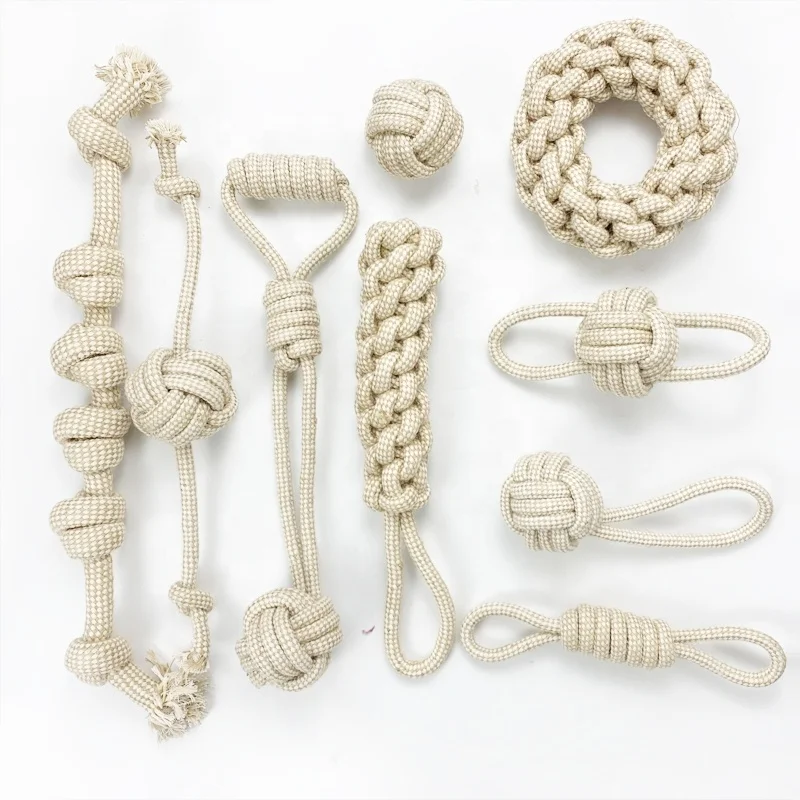 Bulk haute Eco Natural Hemp no stuffing durable Cotton Rope Pet halloween Christmas aggressive dog tug chew toy set