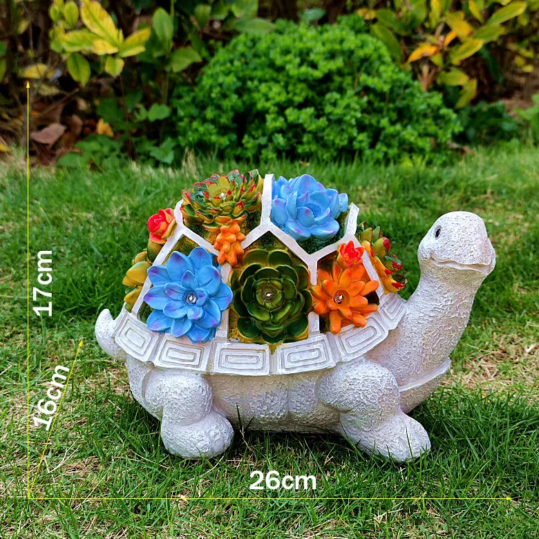 Outdoor  LED resin turtle solar lamp sells succulent garden statue Plant Pot  ornaments Crafts