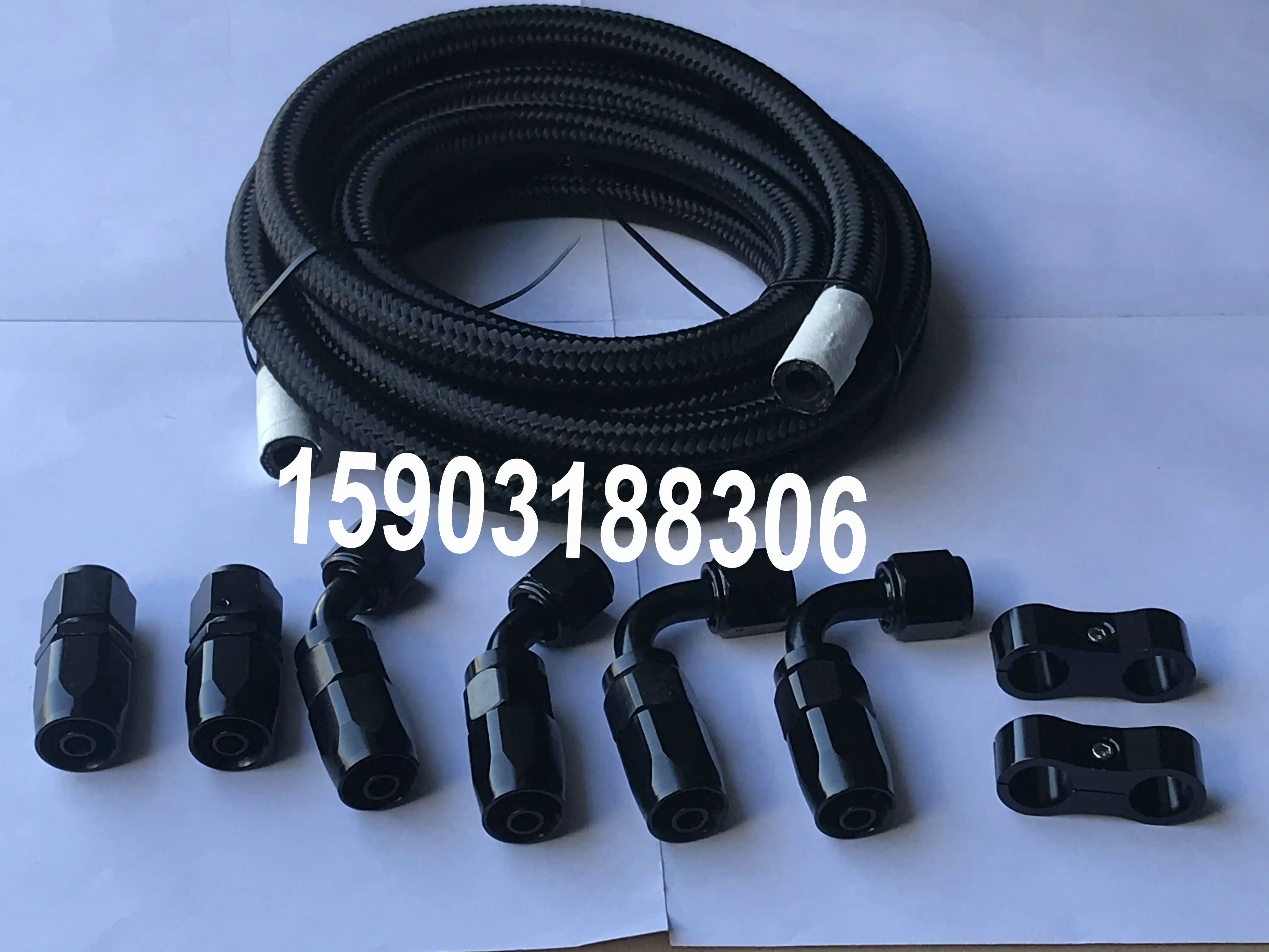 KFAFINENE Black 3M Nylon Cover Stainless Steel Braided Transmission and Engine Oil Cooler Hose With Aluminum An Fittings