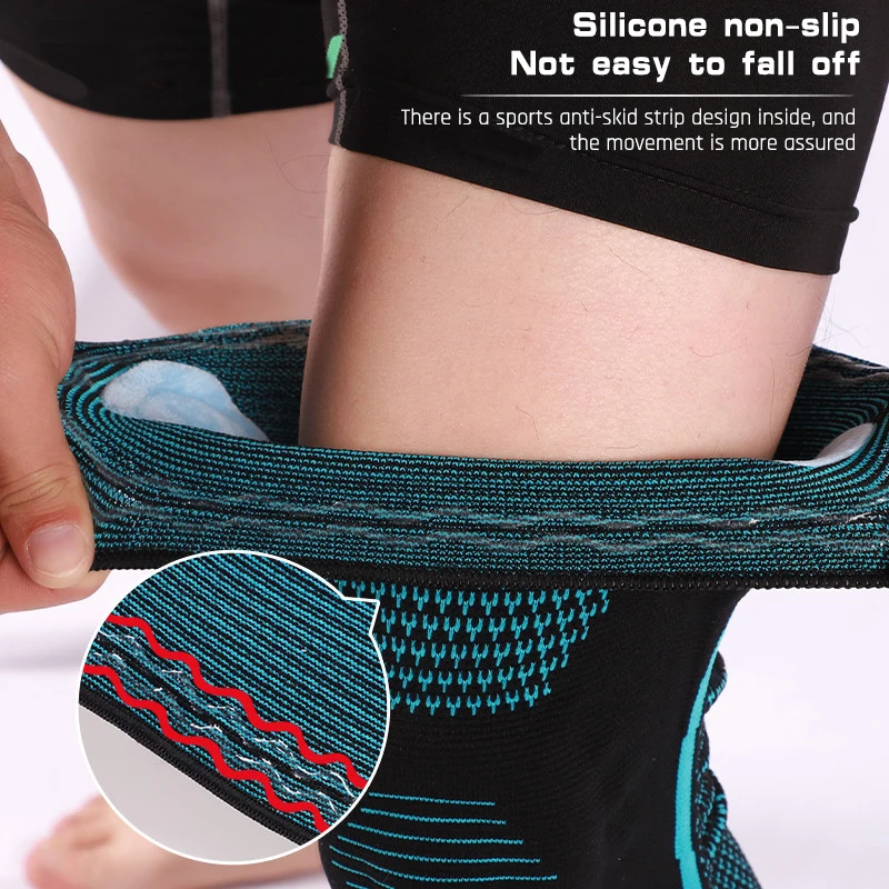 Wholesale Custom Nylon Gym Sports Knee Support Brace Honeycomb Compression Knee Pads Anti-Slip Strips Football Soft Pain Relief