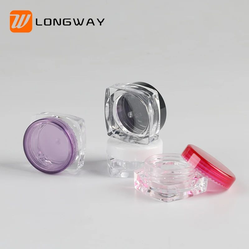 Cosmetic Container Ps Jar Plastic Cream Jar Round Wholesale Multi-color 3g Plastic Plastic Containers with Lids Cosmetic Packing