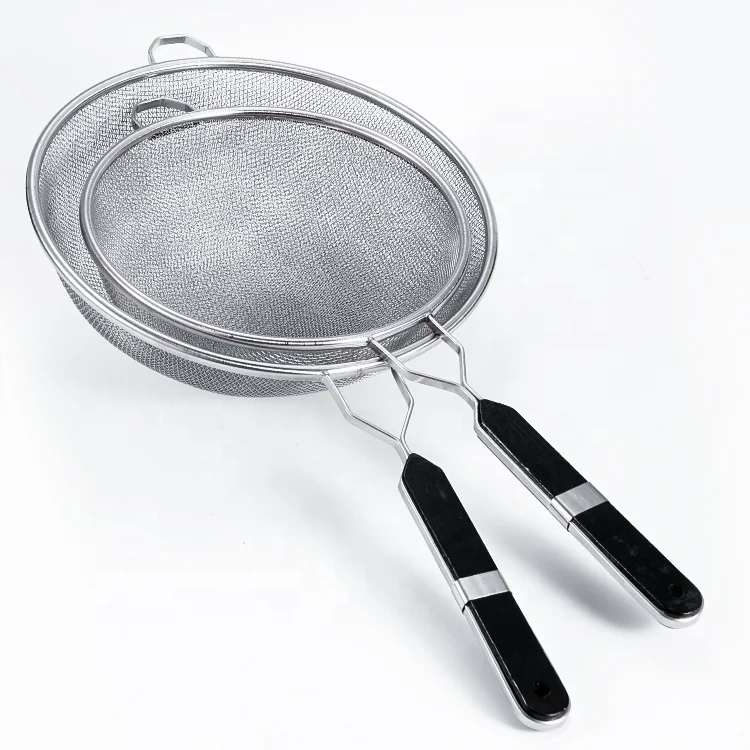 High Quality Stainless Steel  Kitchen Strainer Fine Mesh Strainers With Wooden Handle