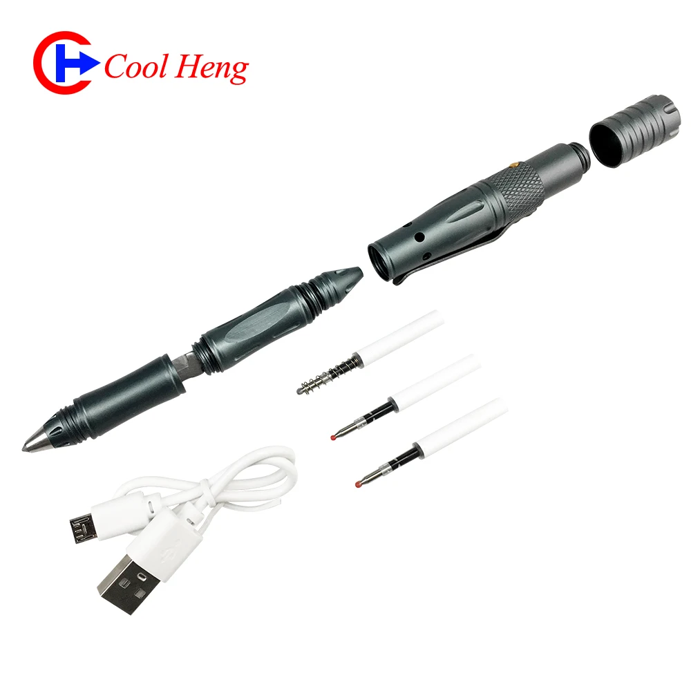 
USB Charge SOS alert self-defense pen with lights Multifunctional military police Broken windows equipment defense tactical pen 