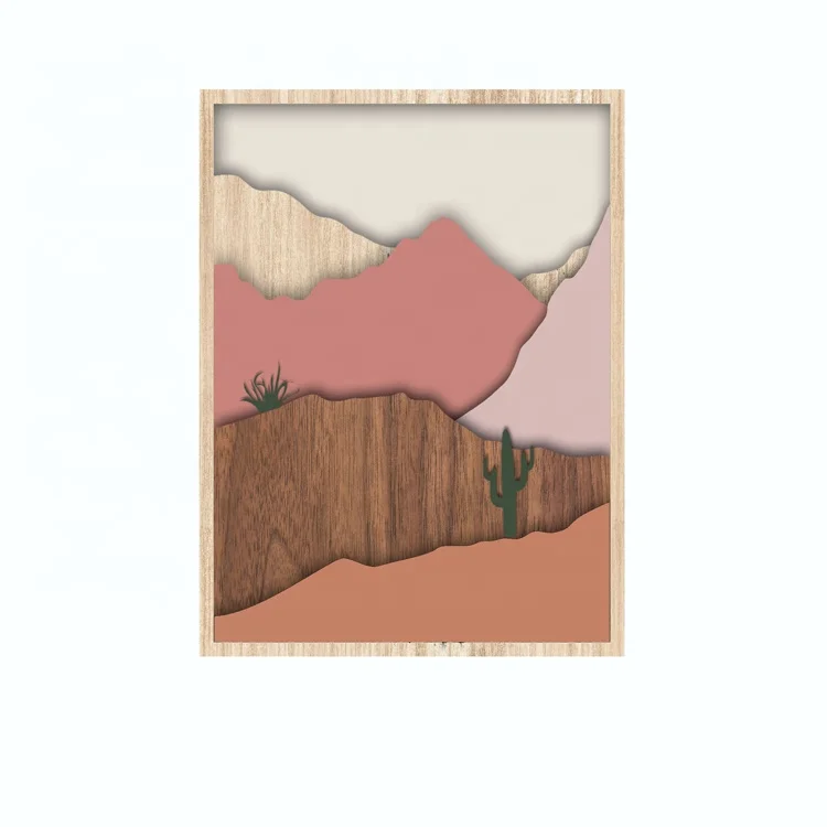 3D Wall art decoration Framed  wooden wall decor For living room interior decoration set of 3