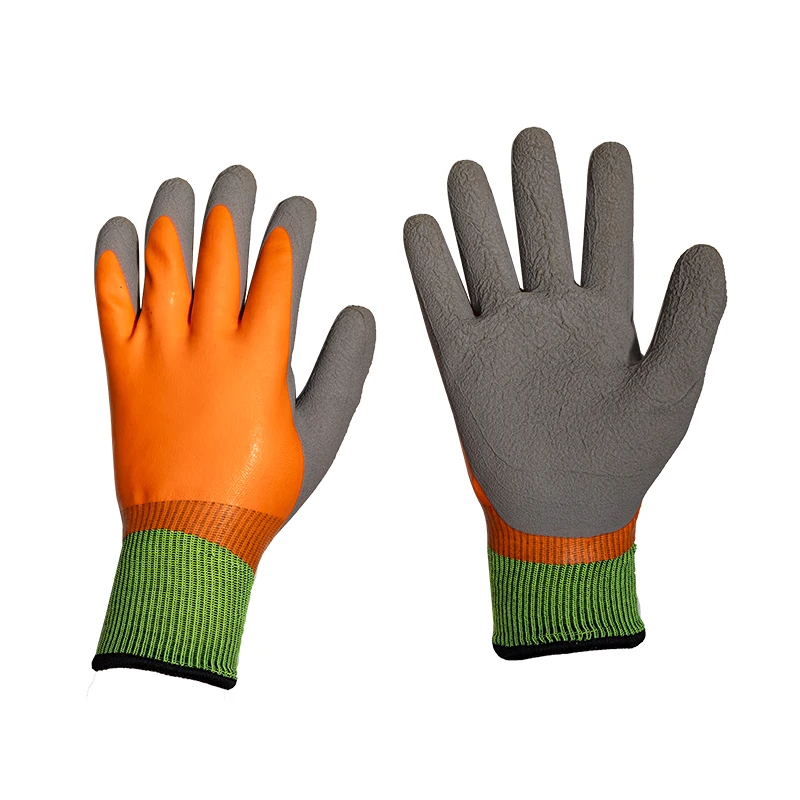 Custom Waterproof Thermal Terry Liner Latex Gloves Fully Double-Coated Winter Outdoor Industrial Work Anti-Slip Safety Nylon