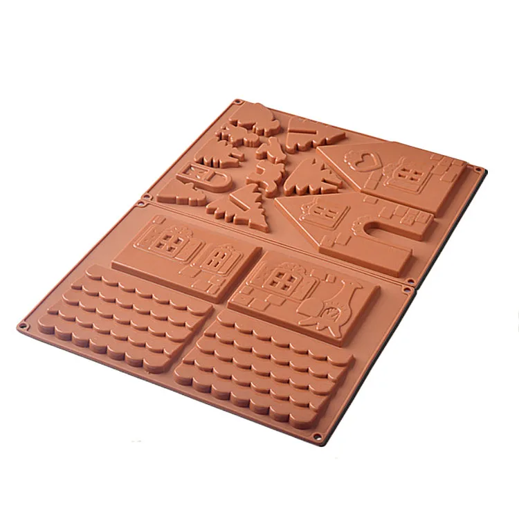 Gingerbread House Christmas Tree Chocolate Silicone Cake Molds Cookies Baking