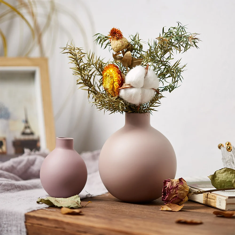 Hot selling wholesale home decoration nordic ceramic round vase