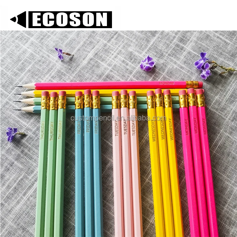 Chinese Factory Cheap Promotional Custom Printed  Logo Printed Pencil Wooden Pencil With Eraser