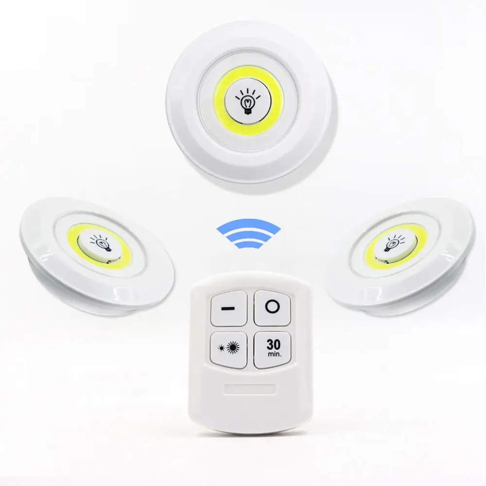 China Supplier Wholesale Cabinet Lights Wireless Remote Control Led Puck Lamp Under Kitchen Closet Timer Night Light