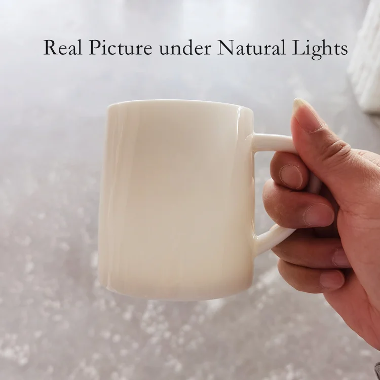 Customized Logo 12oz Modern Nordic Elegant Luxury White Ceramic Coffee Mug Porcelain