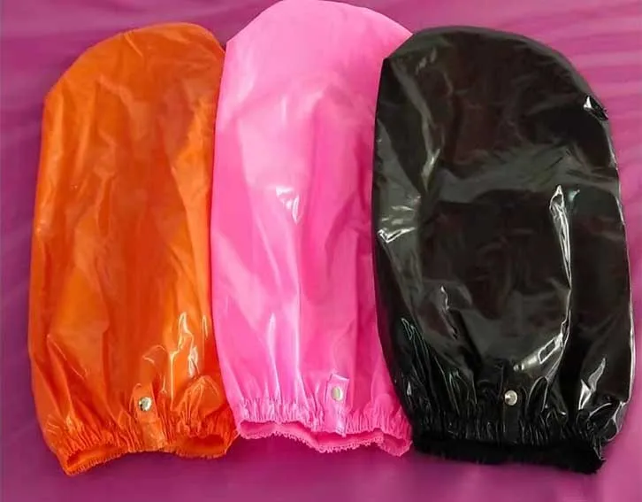 Оптовая продажа, длинные Водонепроницаемые шляпы для душа с пуговицами из ПВХ