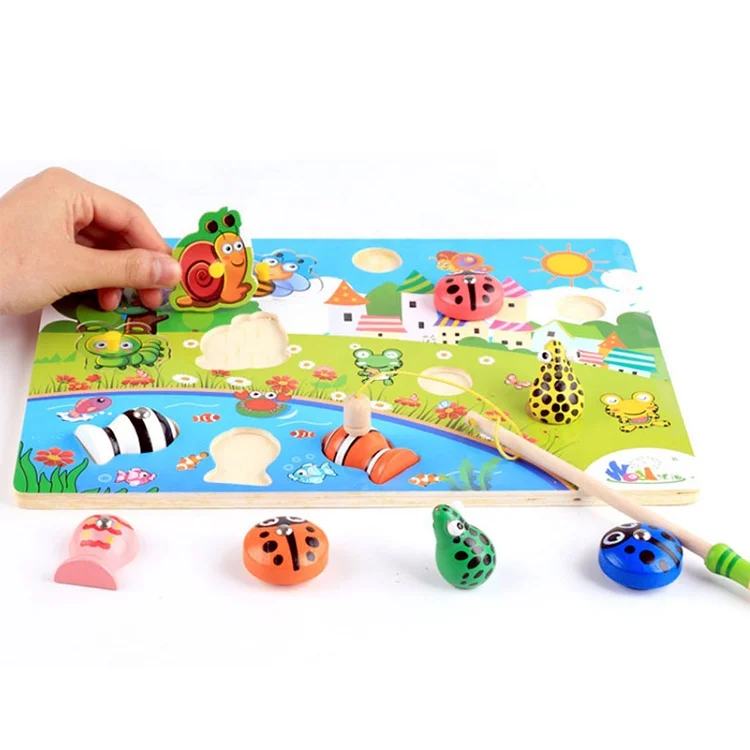 4 в 1, деревянные магнитные рыболовные игрушки в виде насекомых