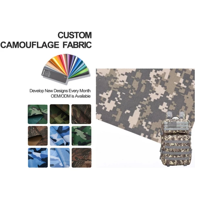 Wear-resisting Waterproof PU PVC Coating Camouflage Printing 100% Polyester Oxford Fabric for Bags Luggage Tent