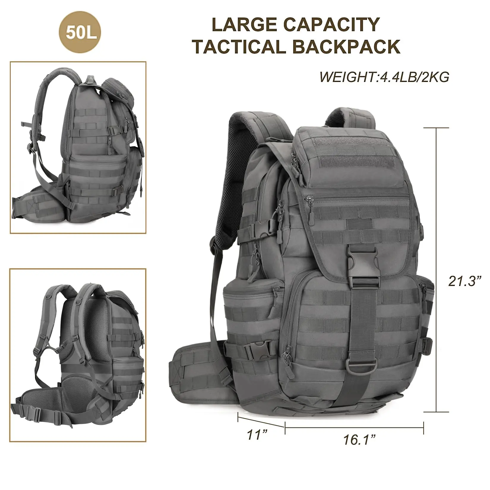 Large Capacity Tactical Backpack Laptop Back Bag Waterproof Durable Breathable Hunting Assault Backpack