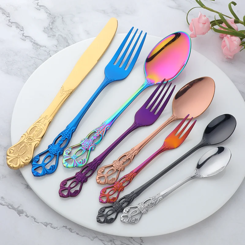 Royal Doulton European Style Stainless Steel Cutlery  Eco Friendly Flatware  Set Wholesale  8pcs Fork Spoon Knife Set