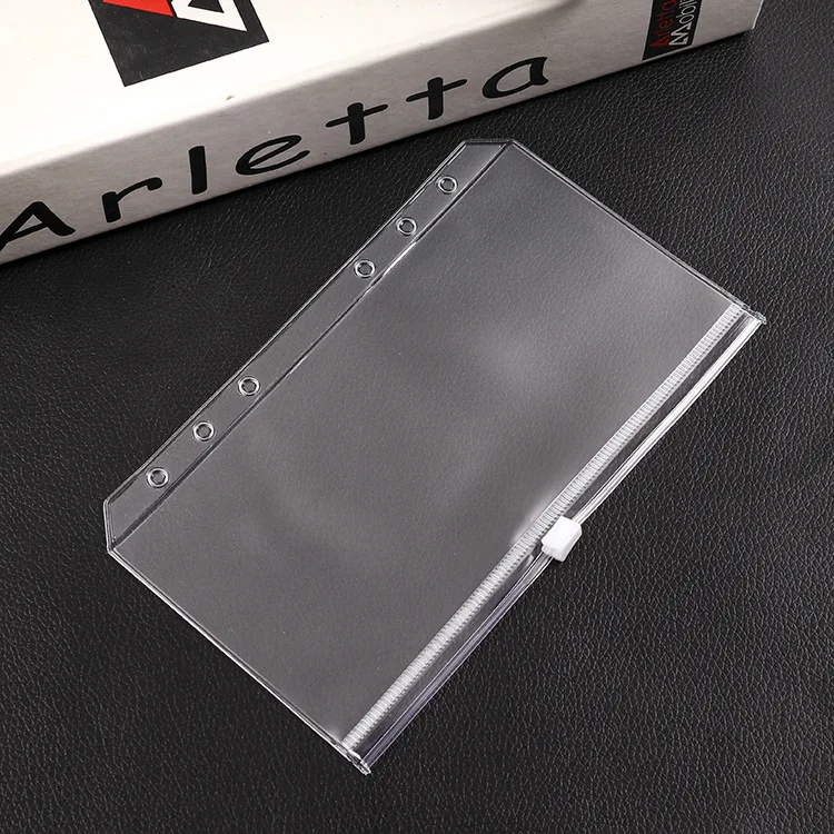 6-hole binder pocket A6 size plastic zipper folder pocket small document bag envelope