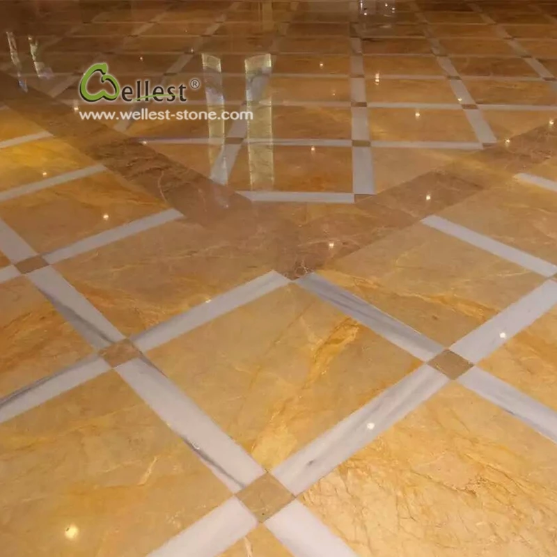 Fantastic gold glazed slab marble tile for living room decoration marble stair tiles