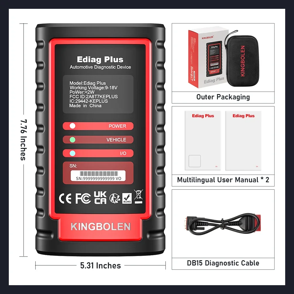 Диагностический сканер KINGBOLEN EDIAG плюс все системы OBD2 Интеллектуальный сканирующий инструмент с CAN-FD протоколом