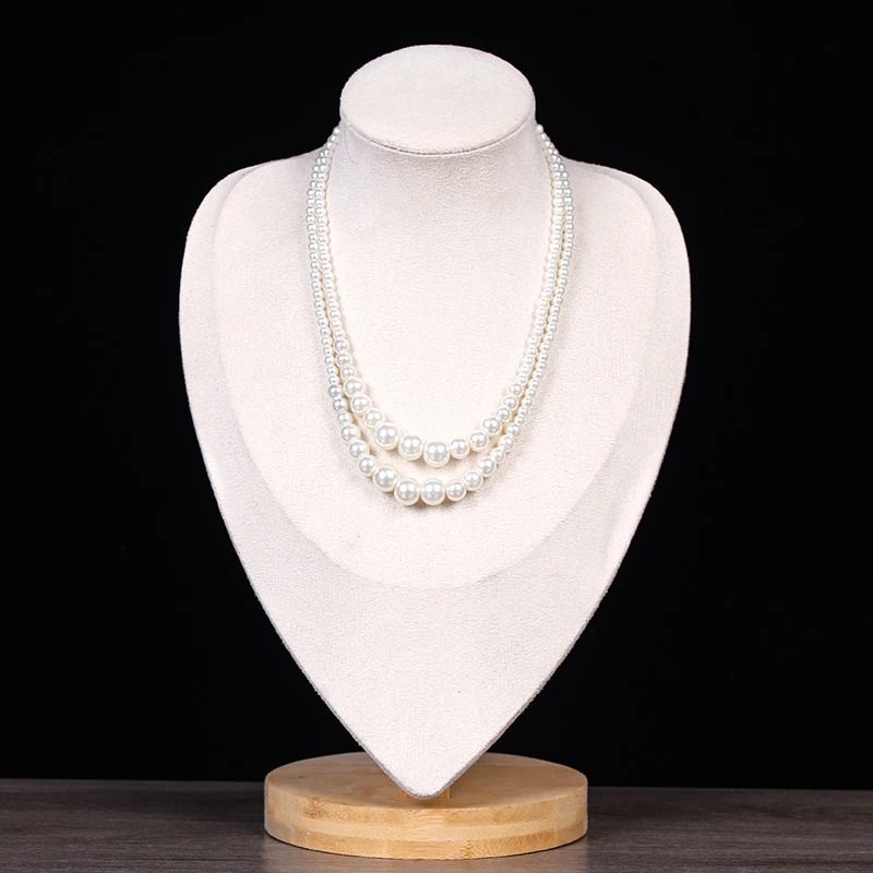 Hot Sale Glass Pearl Necklace 2 Layer Niche design Choker 4mm 6mm 8mm 10mm Layering For Women