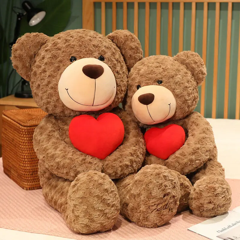 2024 Valentines Day Gift Stuffed Animal Brown Teddy Bear Heart Squish Plush Toy Mega Size Bear Toy For Valentines Gift