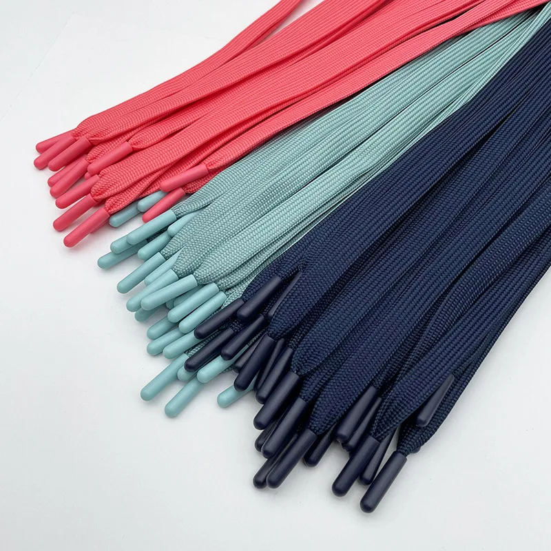 Garment colorful 1cm flat drawstring cord pants waist rope hat hoodie drawcord with tpu plastic tips draw cords