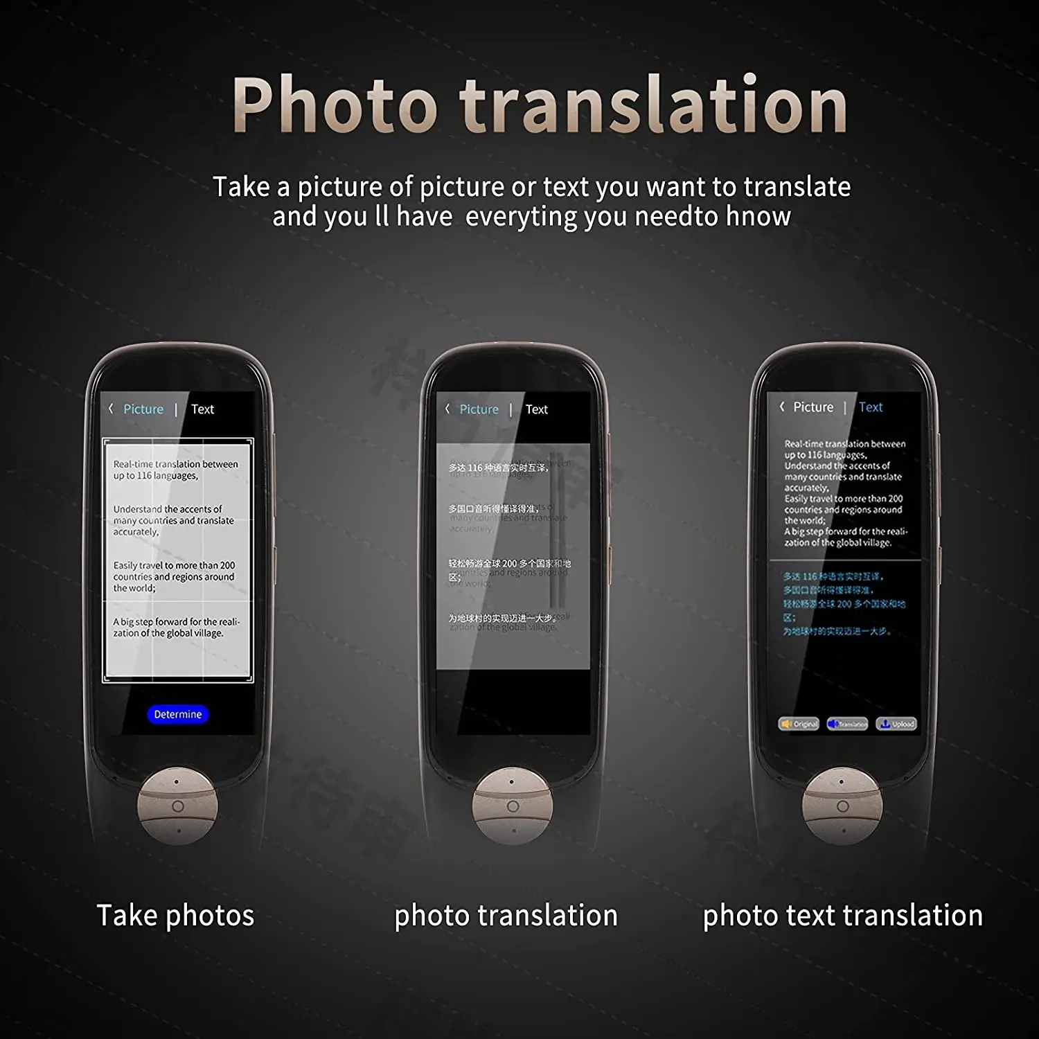 Touch screen 108 languages  offline translation with camera Smart voice translator
