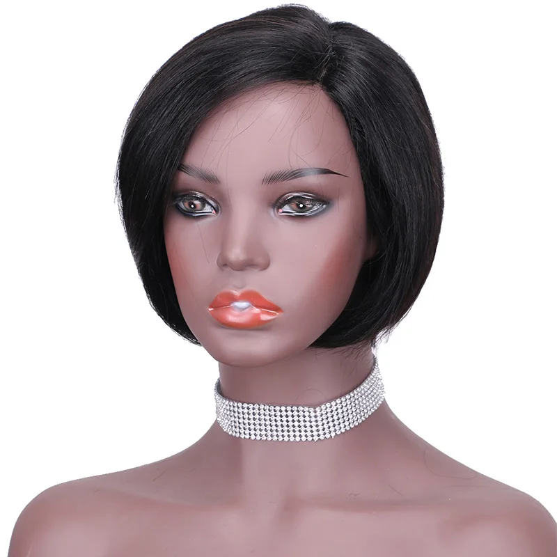 2024 various  afro  natural short brazilian remy  hair wig, cheap short  machine made  human hair wig