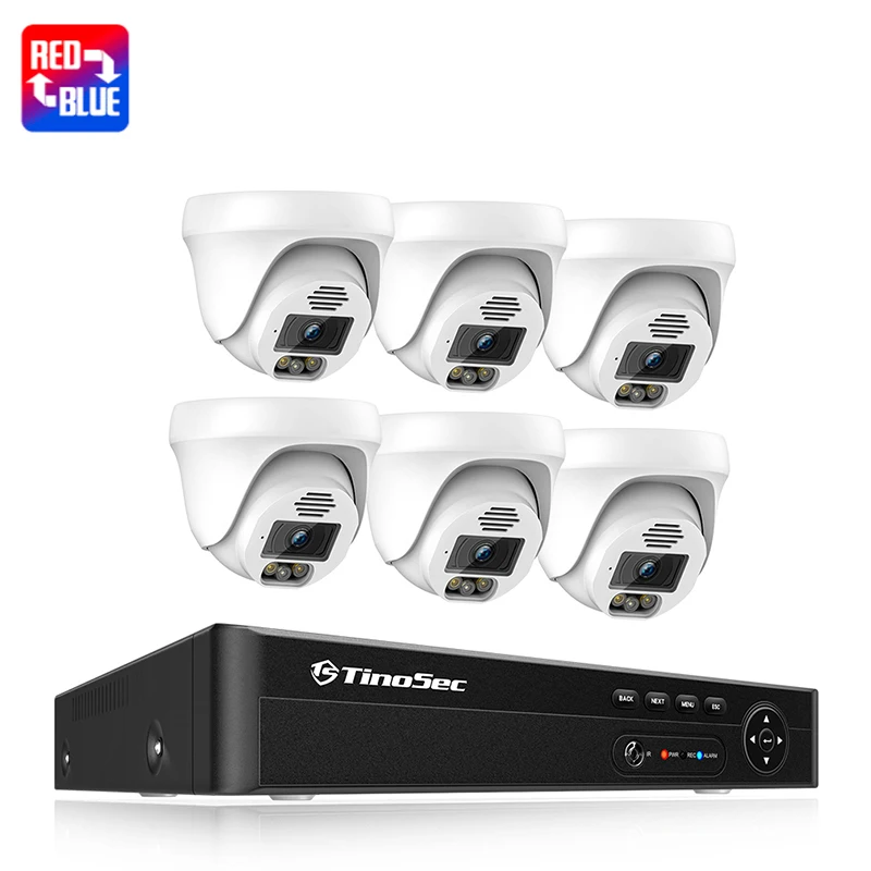 Hd 8Mp 8Ch Bullet Ip Human Detection Camera Two Way Audio Security Camera System Cctv Video Kits