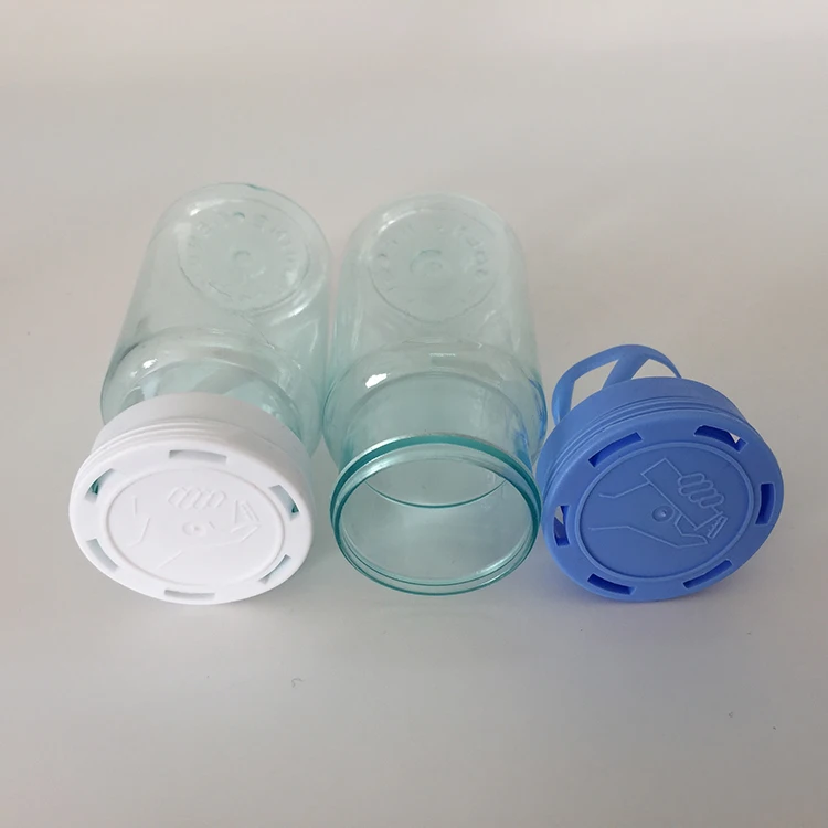 BPA free food grade 50ml plastic PET desiccant spring cap bottle, effervescent tablet pill bottle