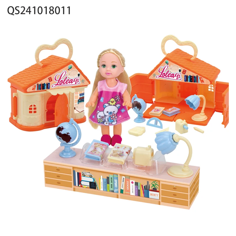 QS New Design DIY Assembly Pretend Play House Game Toys Cartoon Plastic Fashion Park Scene Baby Doll Set Toys For Children Gift