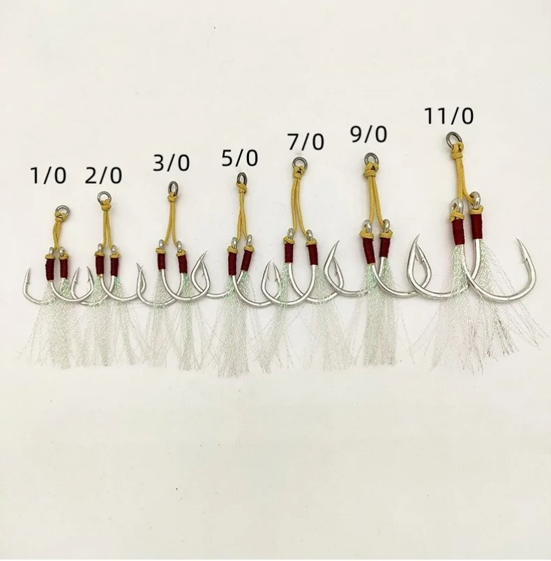 Addictpro wholesale manual binding jigging assist hooks double hook with bright silk double hook 1/0-11/0