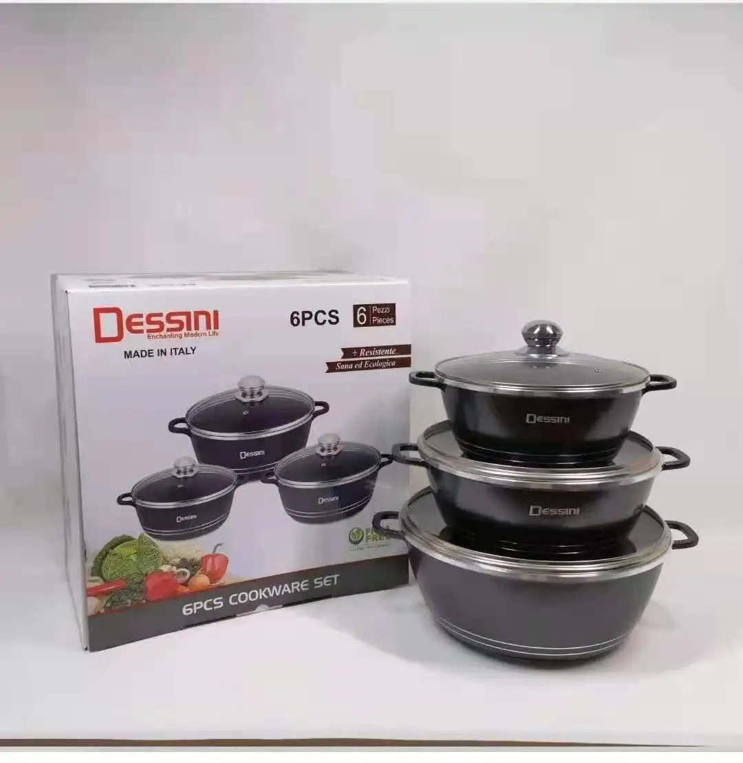 6pcs Stainless Steel Cookware Set With Glass Lid Professional Stainless Steel Cookware Kitchenware And Cookware