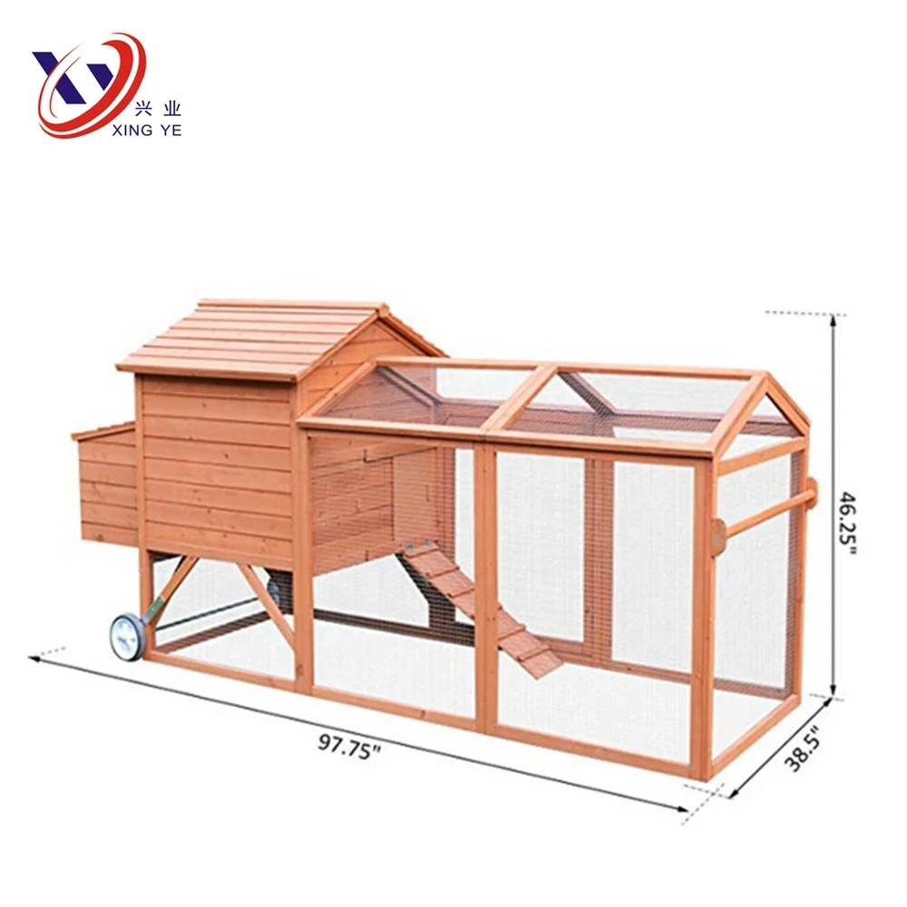 Classical large wooden chicken coop chicken hen house with wheels