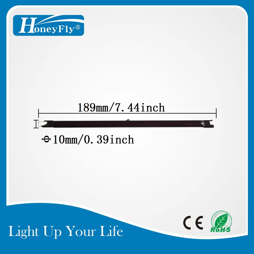 HoneyFly J189 220V 1500W Infrared Halogen Lamp 189mm R7S IR Heater Tube Spiral Ruby Quartz for Heating Drying