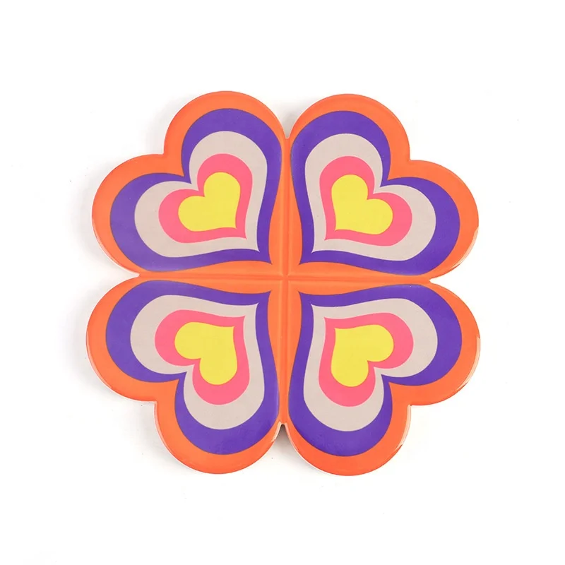 Creative four-leaf clover placemat ceramic pot mat Home daily kitchen love printed bowl mat kitchen cork table mat