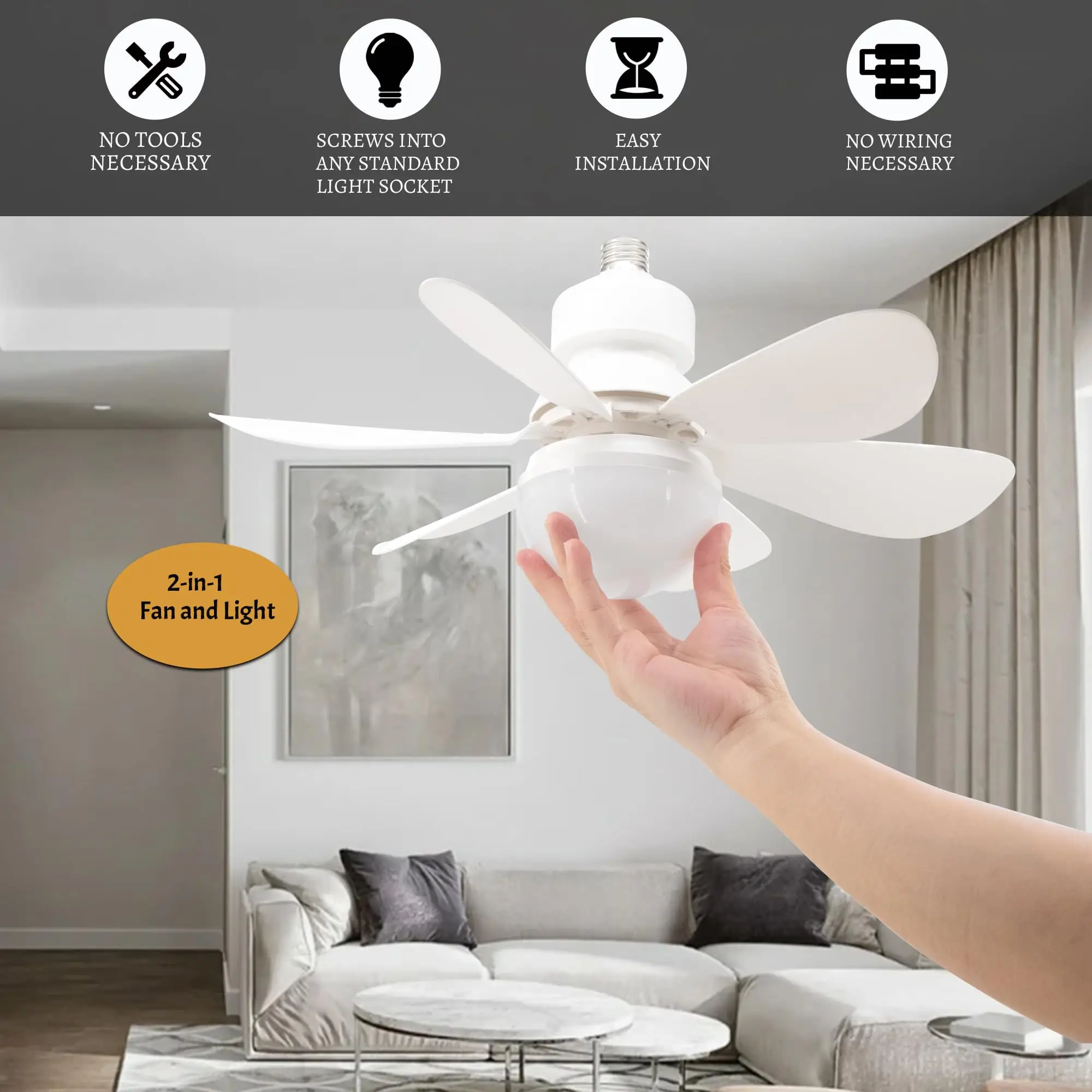 Color Temperature Modern Mount Electric Remote Control Smart Living Room Ceiling Fan Light