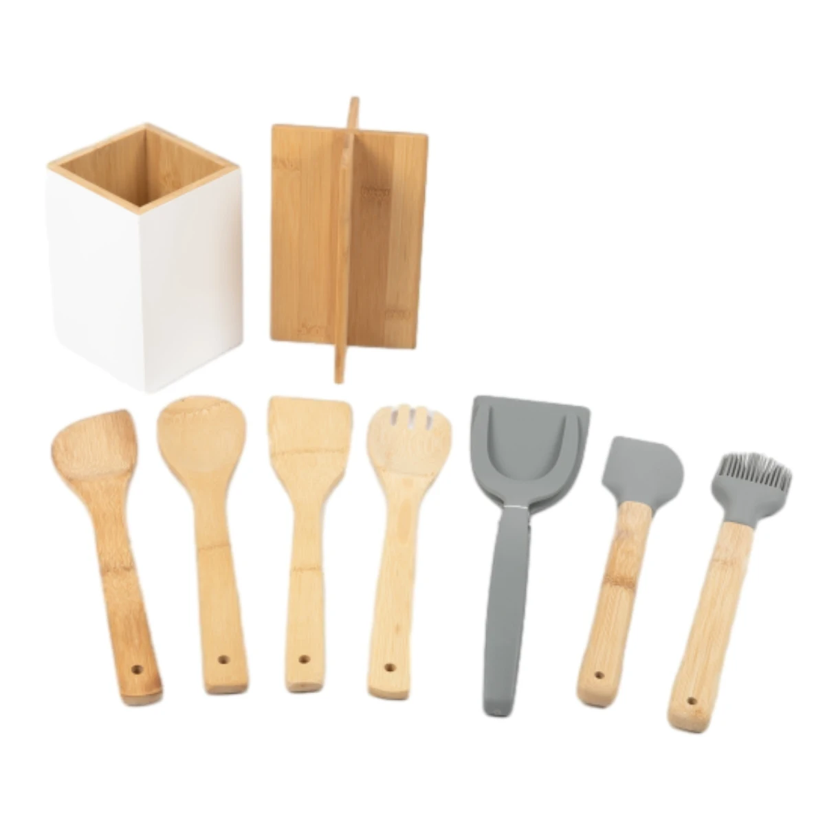 Wooden handle silicone kitchenware non-stick cookware kitchenware set spoon spatula cooking spatula spoon tool utensils