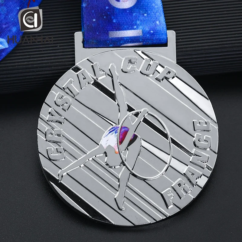 custom silver metal France dance gymnastics medals and trophies gymnastics