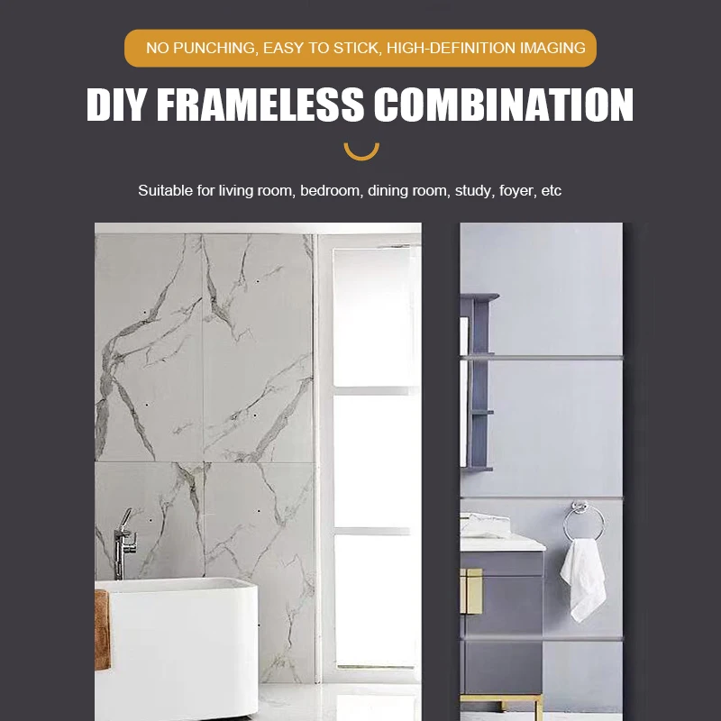 Custom Acrylic Soft Mirror Wall Self-adhesive HD Full-length Mirror Patch Home Bathroom Mirror Sticker Wall Sticker