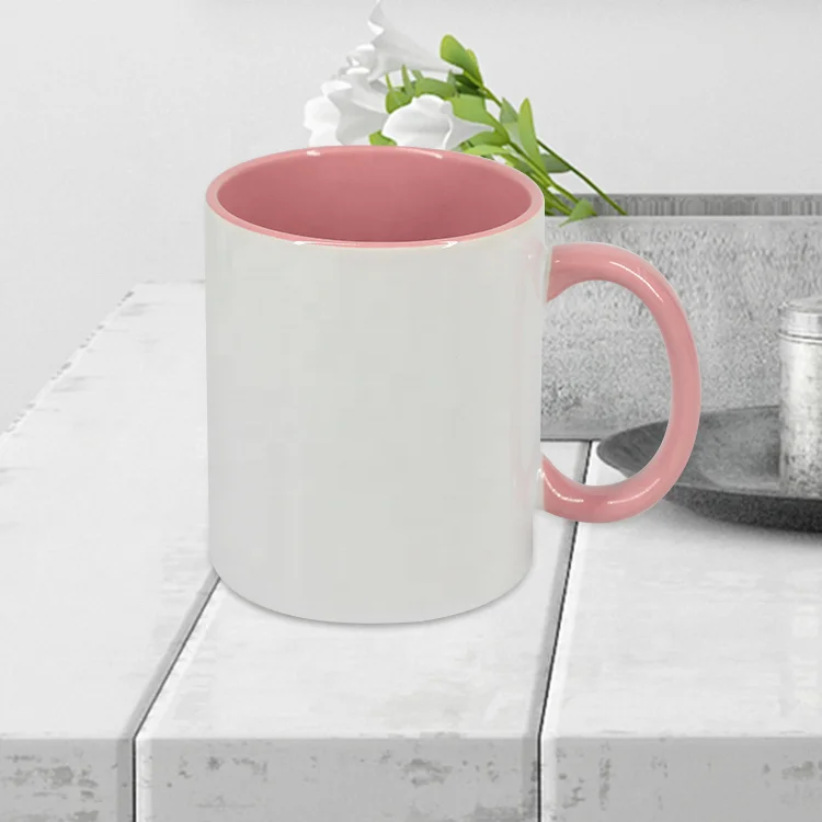 Однотонная белая кружка 11 унций с сублимационной печатью и цветным