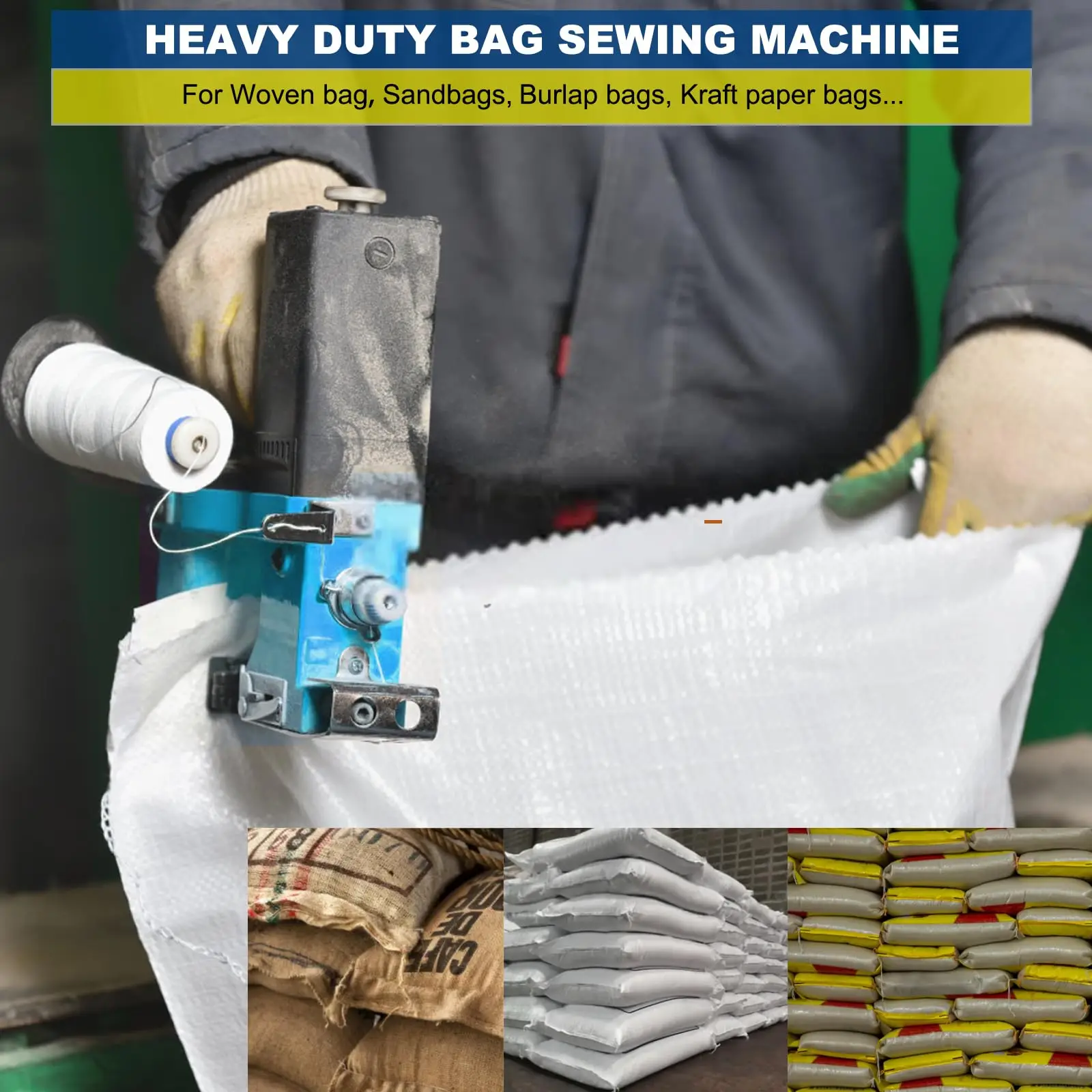 Portable Bag Sewing machine, Heavy Duty Bag Closing Machine For Burlap & Sand Bags