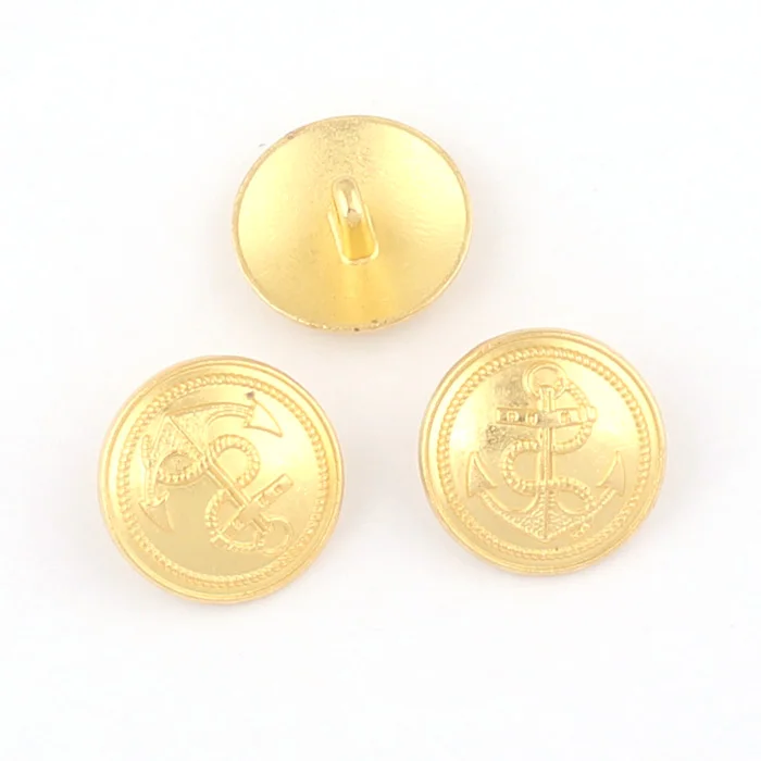 Shank Buttons Alloy Buttons Ship Anchor Patter Shank Button for Coat-18mm Gold Wholesale Blazer Engraved Round Alloy Plating