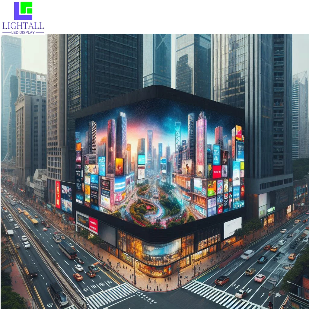 Naked Eye 3D Waterproof Outdoor Street Pole Led Advertising Screen Display P5 In Corner