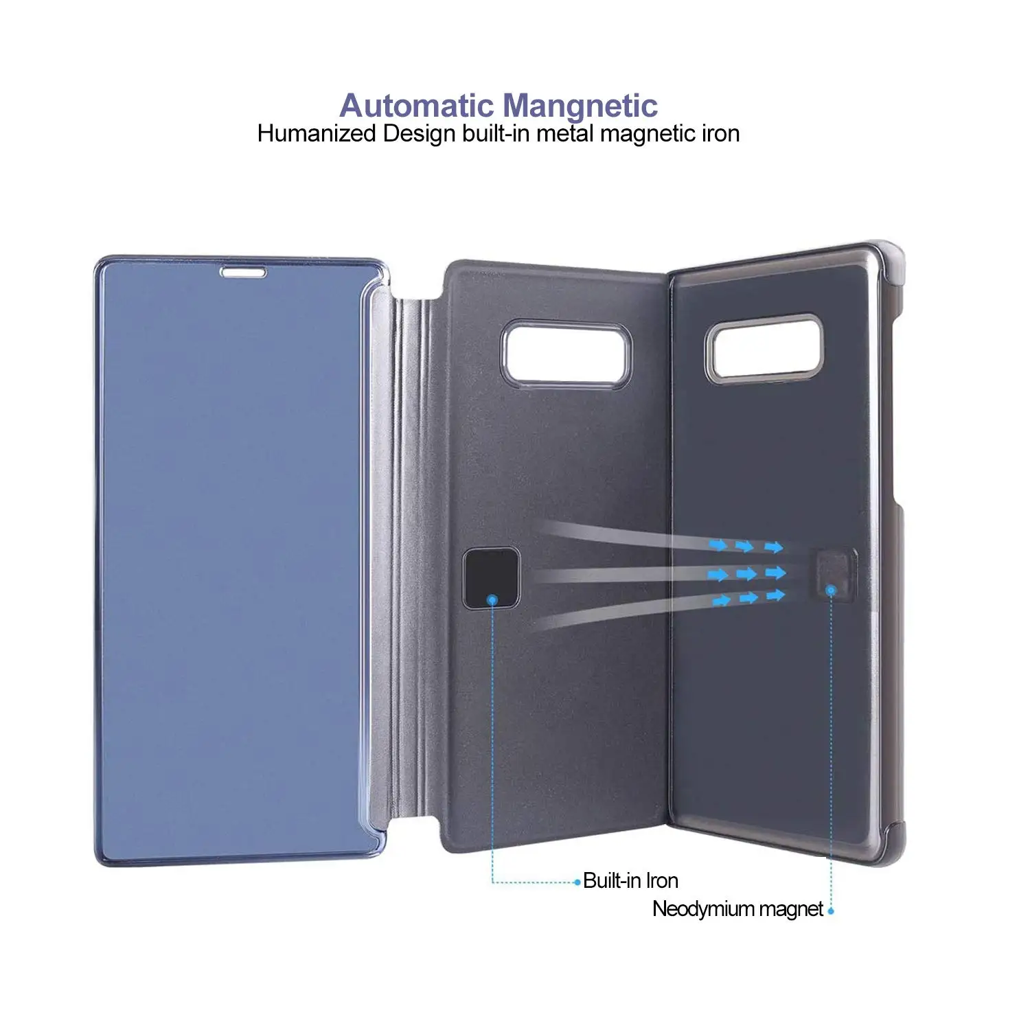 Shemax Smart Mirror Stand Case for Samsung Galaxy M31, Electroplate Clear View Flip Hard Back Cover for Samsung M31