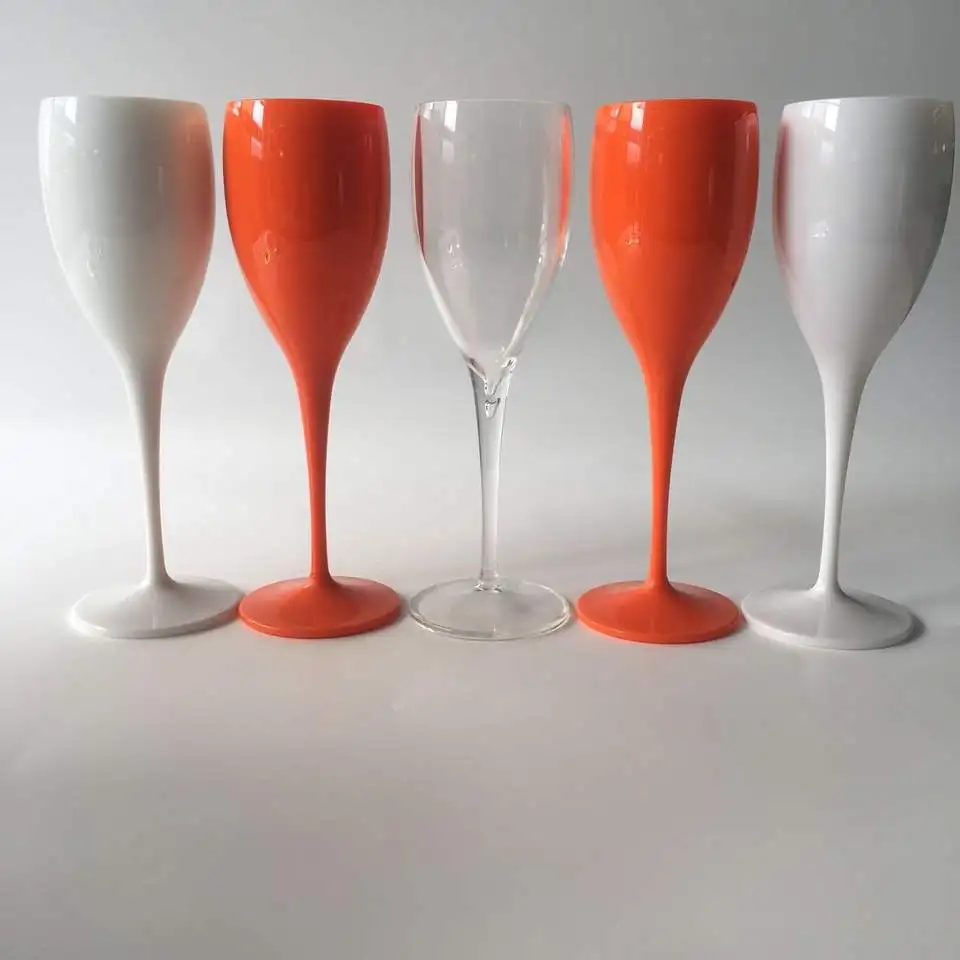 150ml Plastic purple acrylic personalized orange goblet wine yellow white Flutes champagne glass