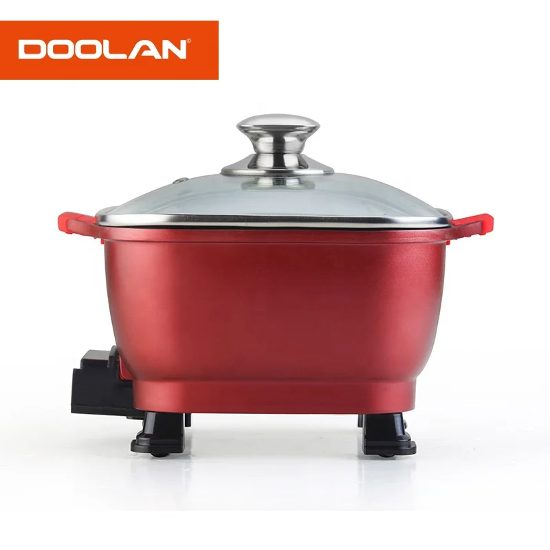 Indoor grill 8 inch aluminum mini electric shabu hot pot korean cooking pot with steamer ceramic non stick skillet