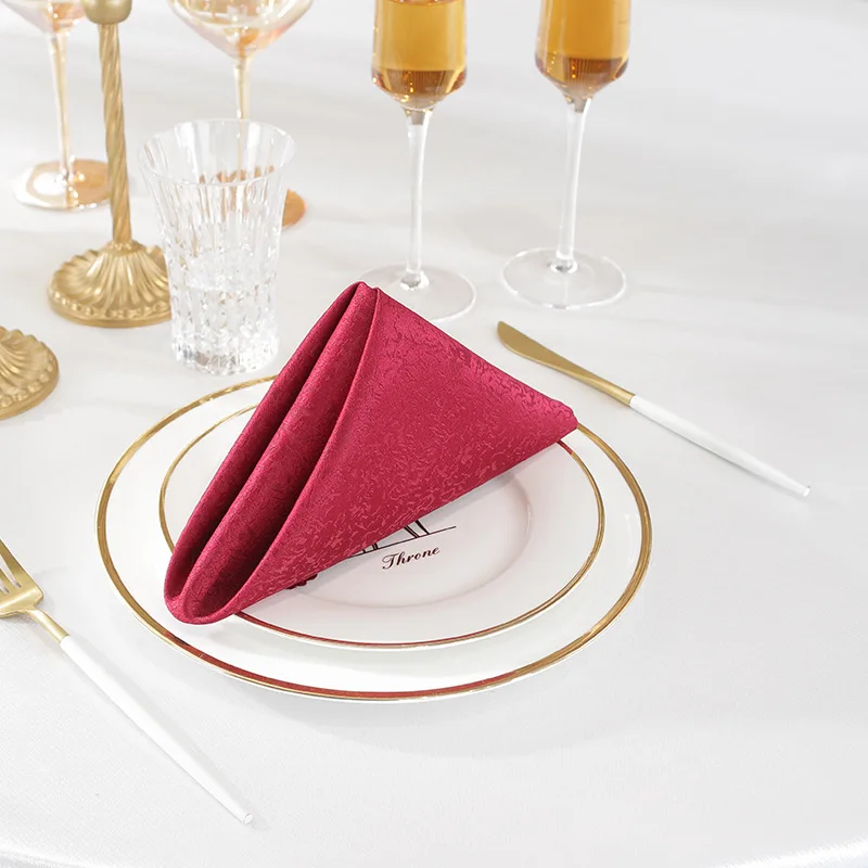 Polyester Luxury Damask Mouth Cloth Napkin Reusable Restaurant Wedding Decorate Table Dinner Polyester Fabric Napkin
